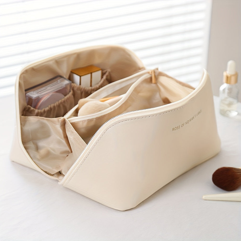 Damen Reise Kosmetiktasche mit Fächern, ein eleganter Make-up Organizer für Ordnung.