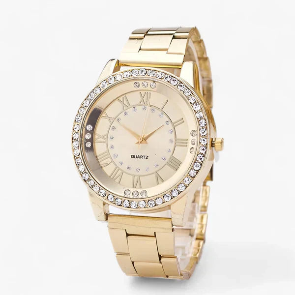 Damen Luxusuhr Isolde mit Diamanten Zifferblatt und elegantem Edelstahlgehäuse in Roségold. Perfektes Accessoire.
