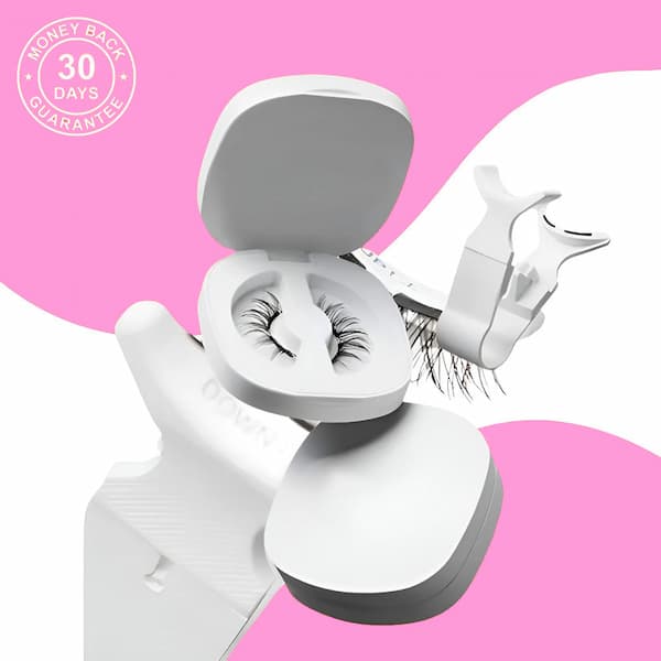 Damen magnetische Wimpern für schnellen Look ohne Kleber, natürlich und wiederverwendbar. Einfaches Augen Make-up.