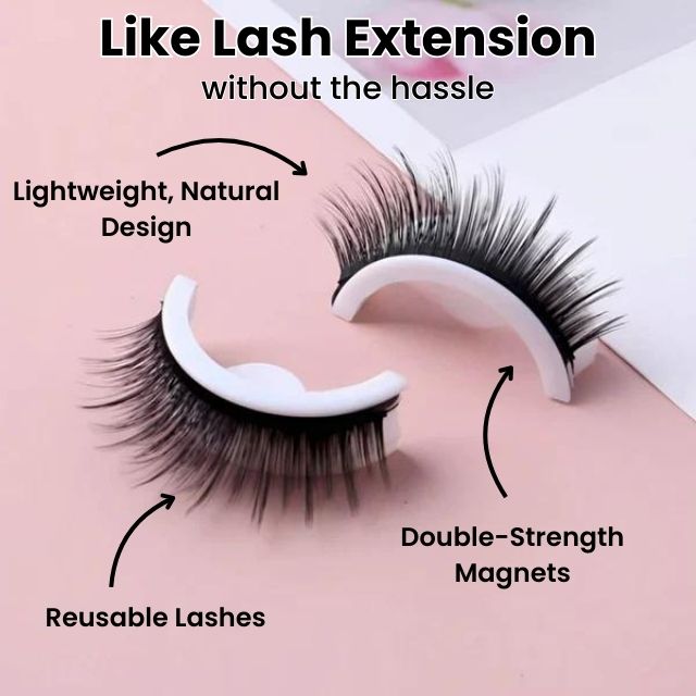 Nahaufnahme von weichen, schwarzen magnetischen Wimpern, die volles Volumen & Länge bieten.