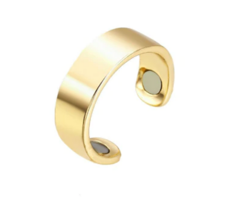 Therapeutischer Magnetring in Gold für Damen zur Unterstützung bei Wassereinlagerungen und Entgiftung.