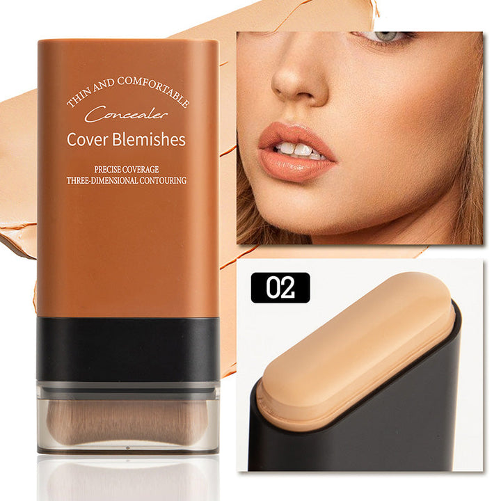 Makelloser Concealer-Stift mit Pinsel, die Geheimwaffe für ein ebenmäßiges Gesicht und perfekte Kosmetik.