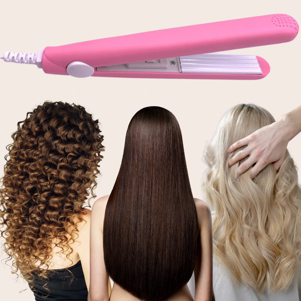 Schnelles & einfaches Styling mit dem 2-in-1 Mini Lockenstab & Glätteisen für Damen. Perfekt für die Reise.