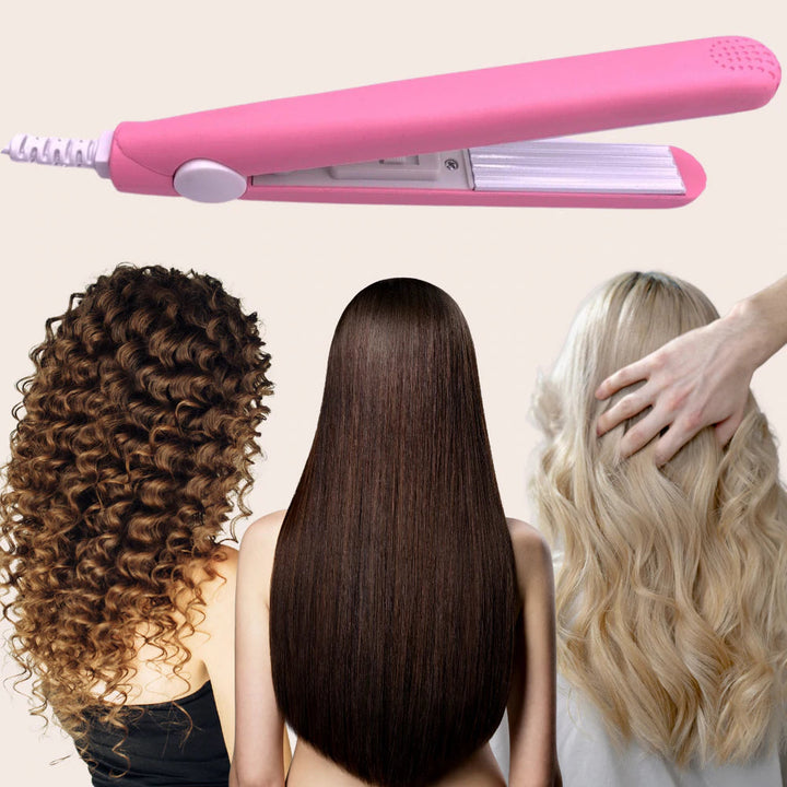 Schnelles & einfaches Styling mit dem 2-in-1 Mini Lockenstab & Glätteisen für Damen. Perfekt für die Reise.