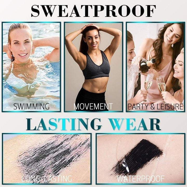 Mascara-Bürste nahaufnahme, die Wimpern Schwung, Volumen & 4D-Länge verleiht. Wischfeste Kosmetik.