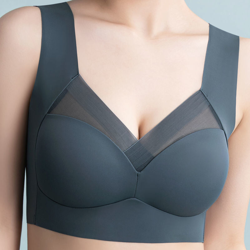 Bequemer Damen Soft BH ohne Bügel aus Nylon, perfekt für Yoga & Alltag, mit breiten Trägern.