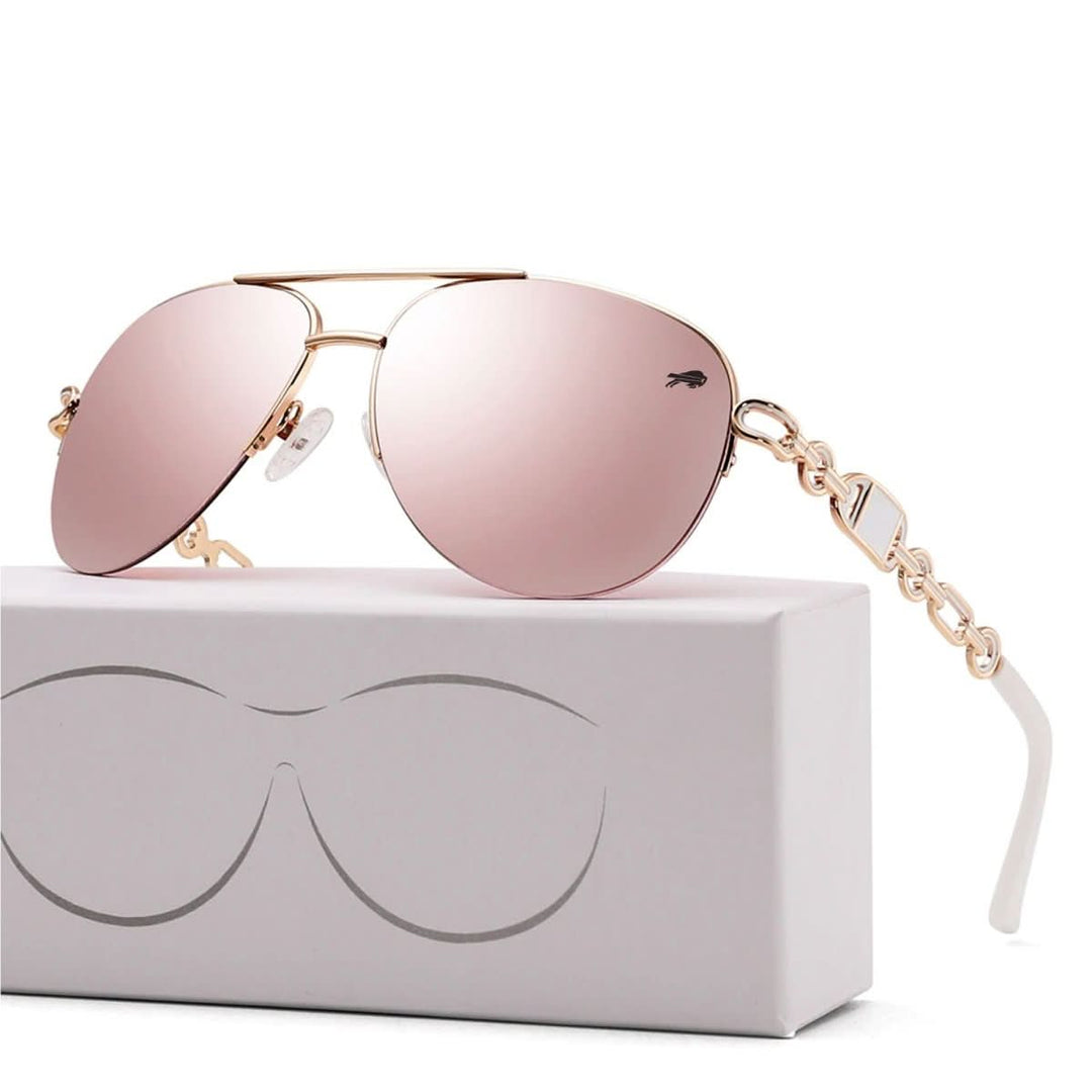 Damen Sonnenbrille mit effektivem UV400 Schutz und polarisierten Gläsern für klare Sicht und Sonnenschutz.