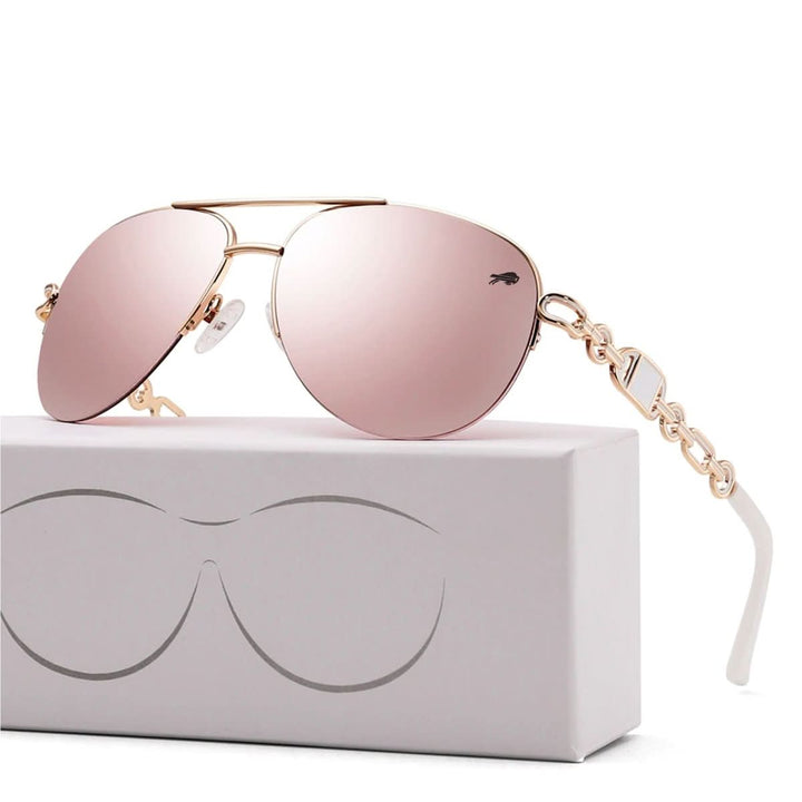 Damen Sonnenbrille mit effektivem UV400 Schutz und polarisierten Gläsern für klare Sicht und Sonnenschutz.