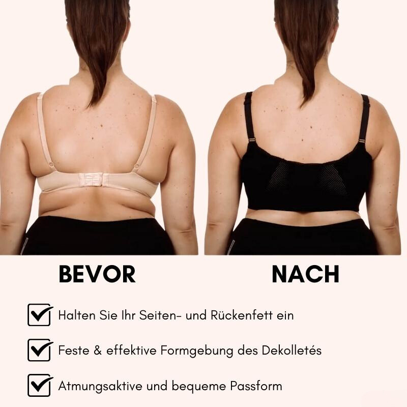 Rückenansicht des Damen Shaping BHs mit breiten Trägern für optimale Rückenstütze und Haltungskorrektur.