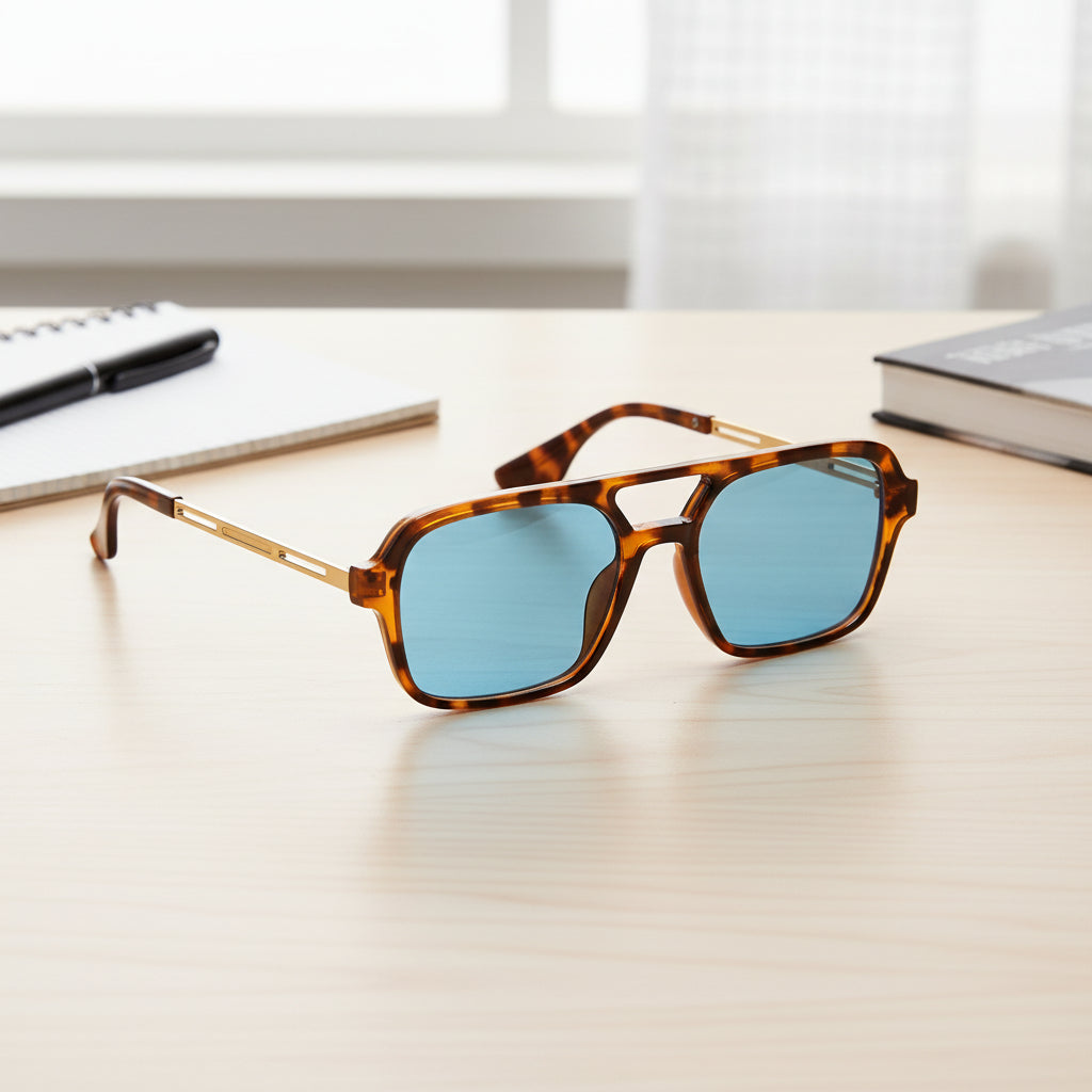 Damen Quadratische Sonnenbrille mit UV400-Schutz für modischen Sommer-Look.