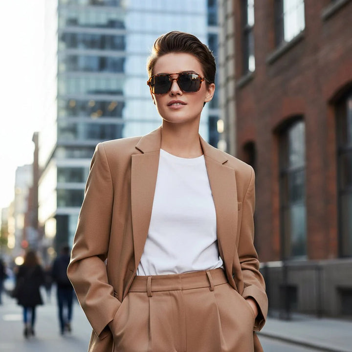 Modische Damen Sonnenbrille, quadratisch, mit vollem UV400 Schutz gegen Sonnenstrahlen.