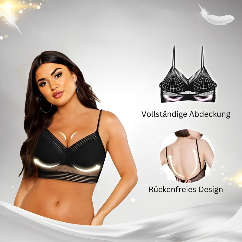 Gefalteter nahtloser Damen BH mit V-Ausschnitt, rückenfrei & bügellos, bequem für den täglichen Gebrauch.