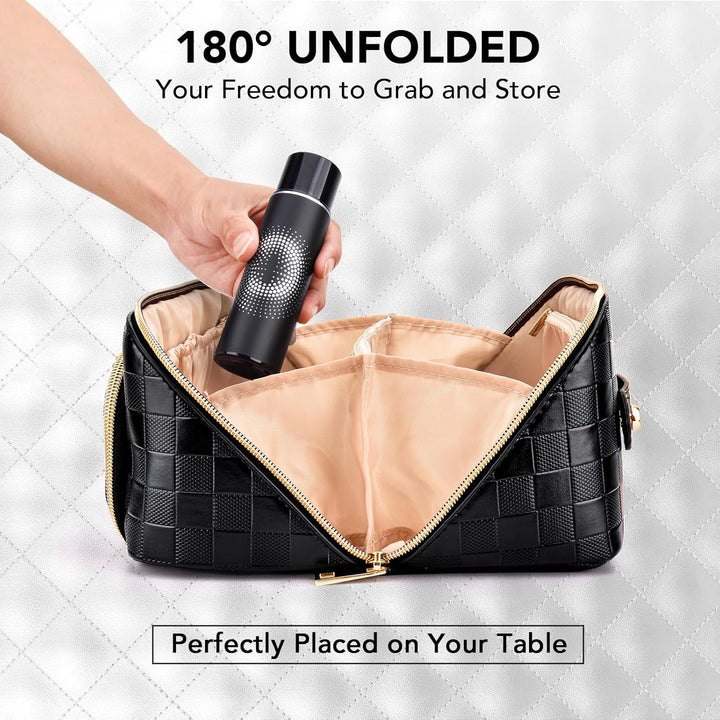Langlebige Reise-Kosmetiktasche aus wasserdichtem PU-Leder, sichert Make-up und Pflegeprodukte stilvoll.