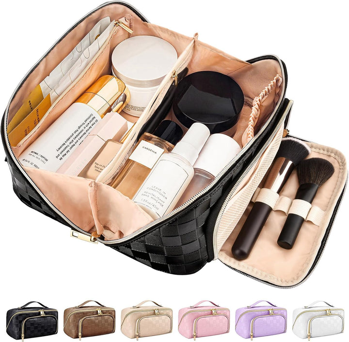 Elegante Damen-Kosmetiktasche aus PU-Leder, wasserabweisend und pflegeleicht, unverzichtbar auf Reisen.