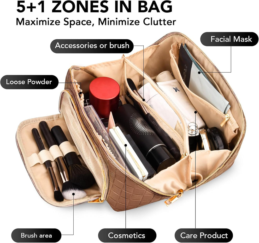 Organisierte Damen-Kulturbeutel aus robustem PU-Leder, schützt Make-up & Hygieneartikel auf Reisen.