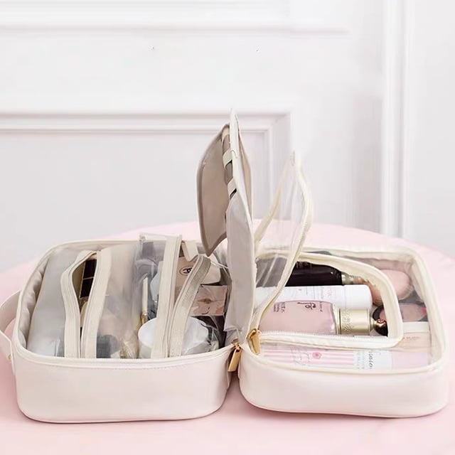 Elegante Schminktasche für Damen, vielseitig nutzbar als Reiseaccessoire und Kosmetikbeutel mit praktischen Fächern.