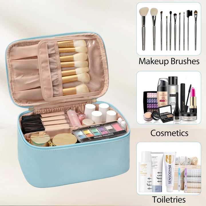 Damen Reise Make-up Organizer, verstellbare Fächer für Kosmetik, schwarz.