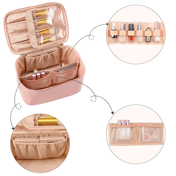Rosa Damen Kosmetiktasche, flexibler Beauty-Organizer für Make-up-Organisation.