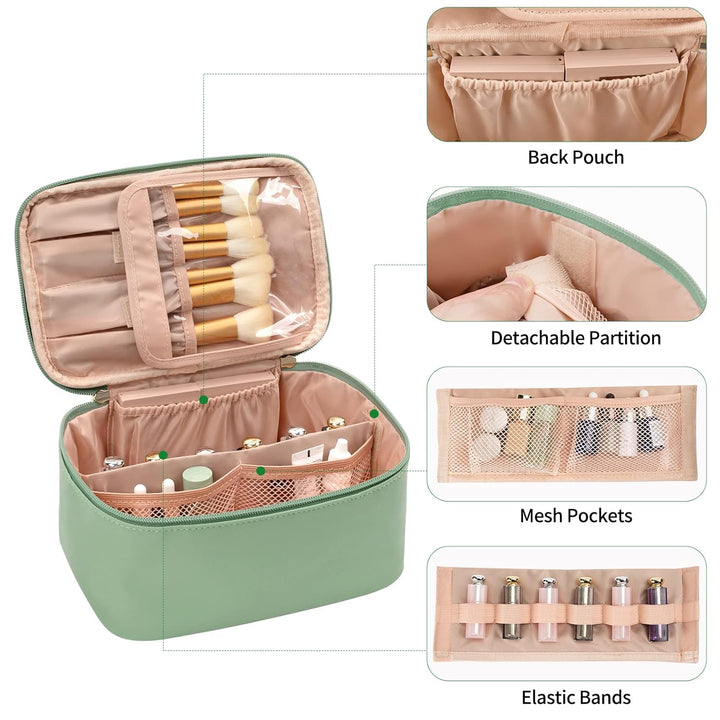 Detailansicht: Verstellbare Trennwände im blauen Make-up Organizer, für perfekte Organisation.