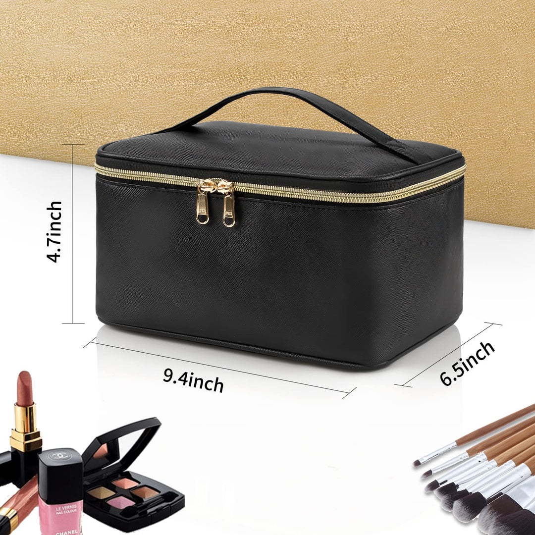 Blauer Kosmetik-Organizer, ideal für Reisen, mit flexiblen Trennwänden für Make-up.