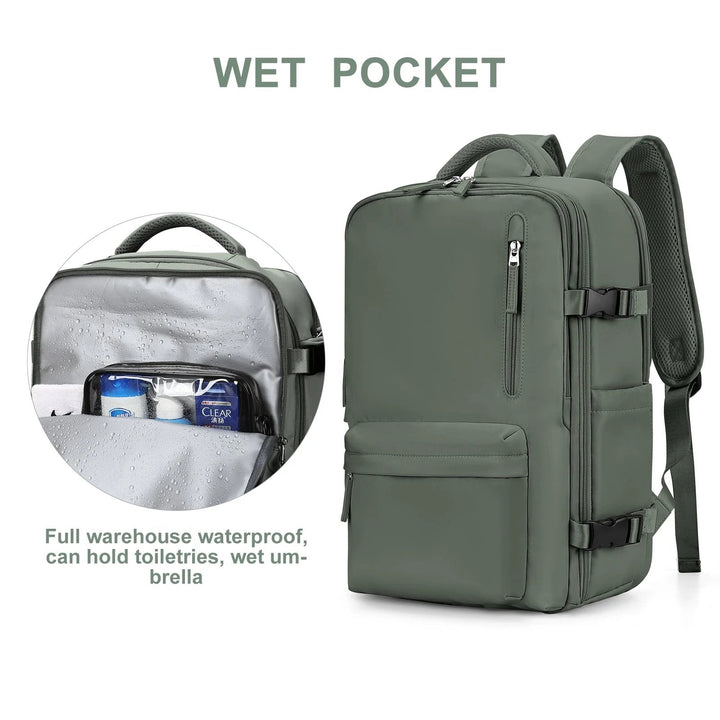 Sicherer Damenrucksack 35L mit Diebstahlschutz, versteckten Fächern & robustem, wasserabweisendem Stoff.