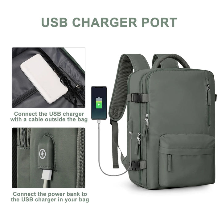 Damen Businessrucksack 35L mit integriertem USB-Ladeanschluss, perfekt für unterwegs & Büro.