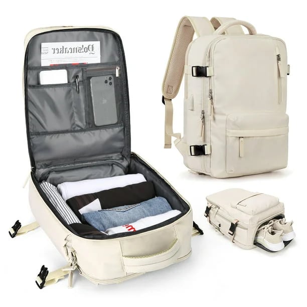 Damen Reise-Rucksack 35L, wasserdicht, ideal für Flugreisen & Alltag, mit Laptopfach & Diebstahlschutz.