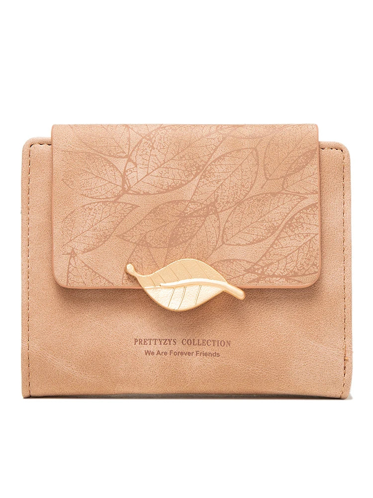 Farbenfrohe Damen Geldbörse im Retro-Look mit filigranem Blattmuster. Kompaktes Portemonnaie, perfekt für jede Tasche.