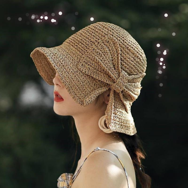 Faltbarer Damen Sommerhut im Retro-Design, mit schicker Schleife, perfekt für Reisen & UV-Schutz.