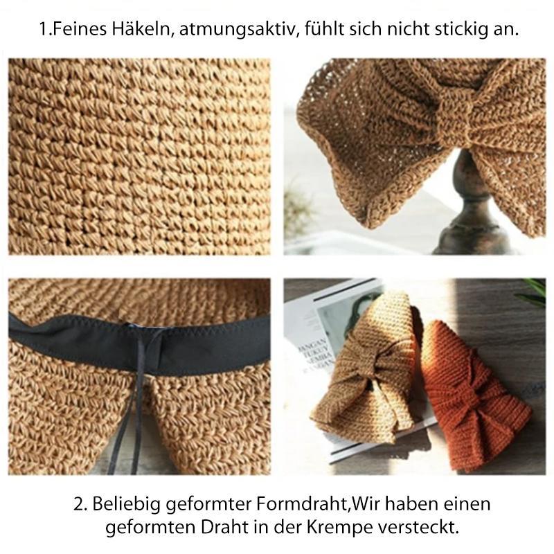 Retro Damen Sommerhut, faltbar, mit schöner Schleife, für stilvollen Sonnenschutz im Urlaub & Freizeit.