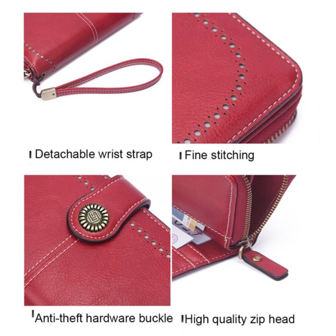 Damen Portemonnaie mit Armband, RFID-Schutz, groß genug für Karten, Münzen & Belege.