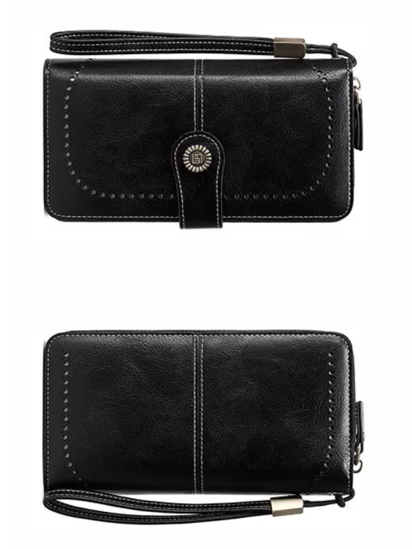 Elegantes Damen Portemonnaie mit RFID-Schutz, vielen Fächern und abnehmbarem Armband.