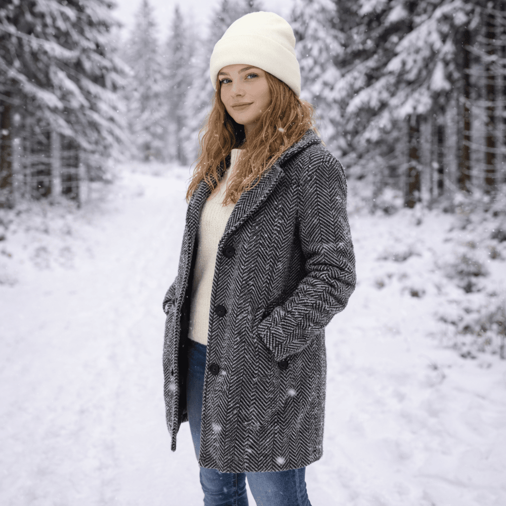 Warme Damen Satinmütze aus Rippstrick für höchsten Komfort. Ideal als Haarschutz-Beanie im Winter.