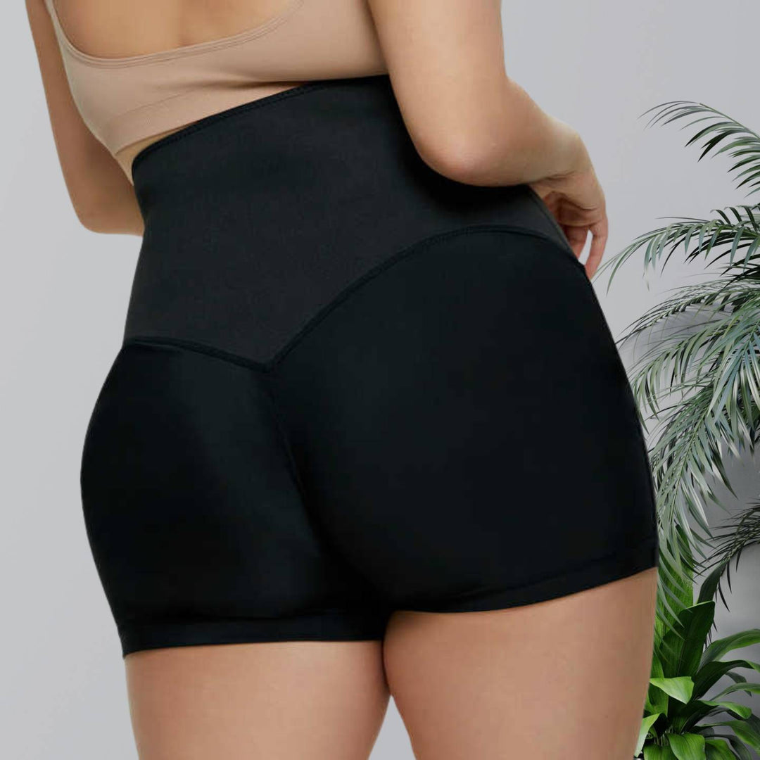 Detail des Taillentrainers der Damen Sauna-Schweißhose, stützend und figurformend beim Sport.