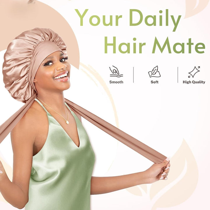 Verstellbare Damen Nachtmütze, perfekt zum Schutz der Frisur & zur Pflege der Haare über Nacht.
