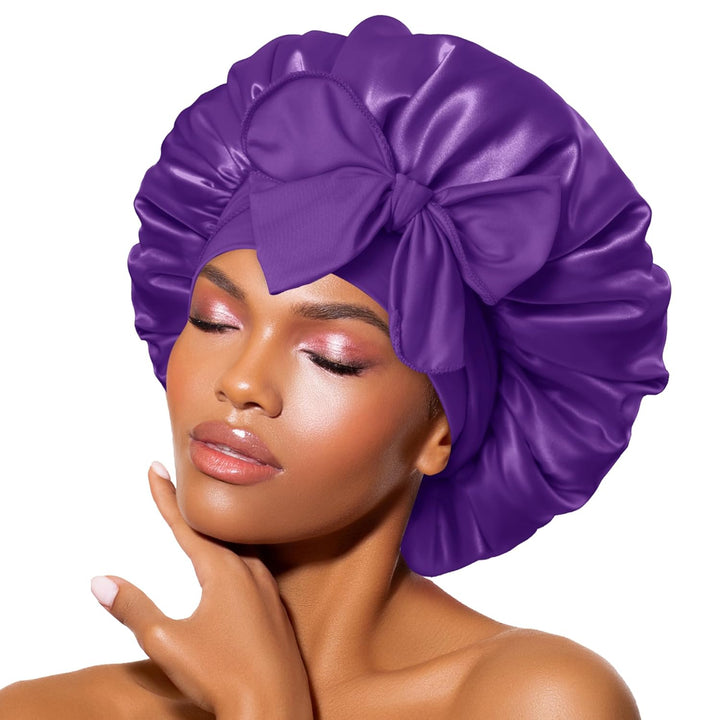 Elegante Damen Haarschutzmütze, sanft zum Haar, perfekt für Lockenpflege & Frizz-Prävention im Schlaf.