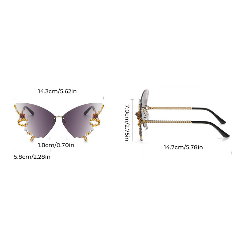 Damen Schmetterlings-Sonnenbrille, stilvolles Accessoire, UV400-Schutz, für sonnige Tage im Freien.