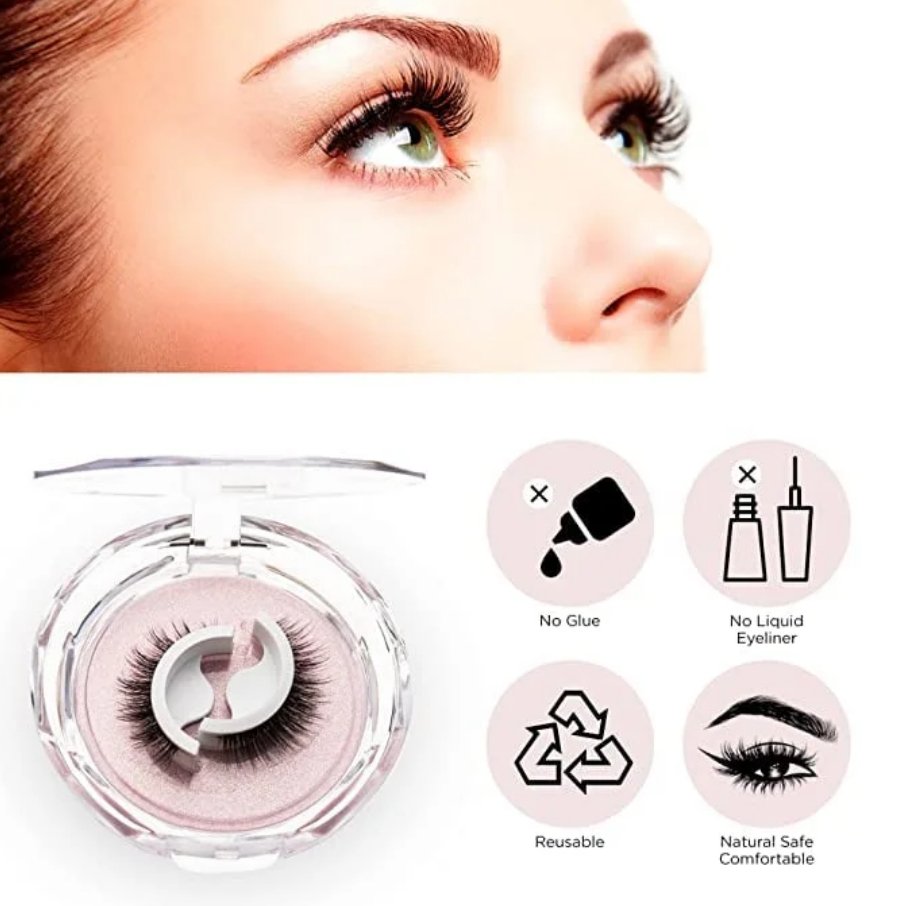 Wiederverwendbare selbstklebende Wimpern, schenken Damen ein natürliches Volumen. Einfache & schnelle Anwendung.