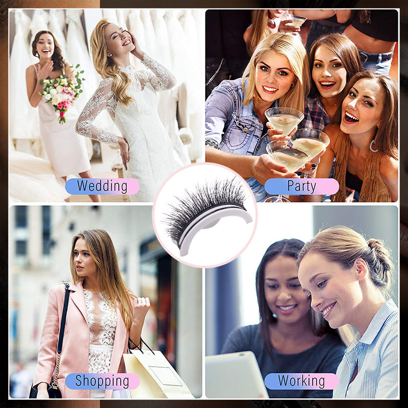 Einfach anwendbare selbstklebende Wimpern für Damen, wasserfest & wiederverwendbar. Perfekt für müheloses Augen-Make-up.