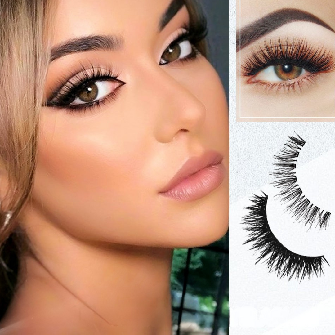 Damen selbstklebende Wimpern, wiederverwendbar & wasserfest für schnelles Augen Make-up ohne Kleber.
