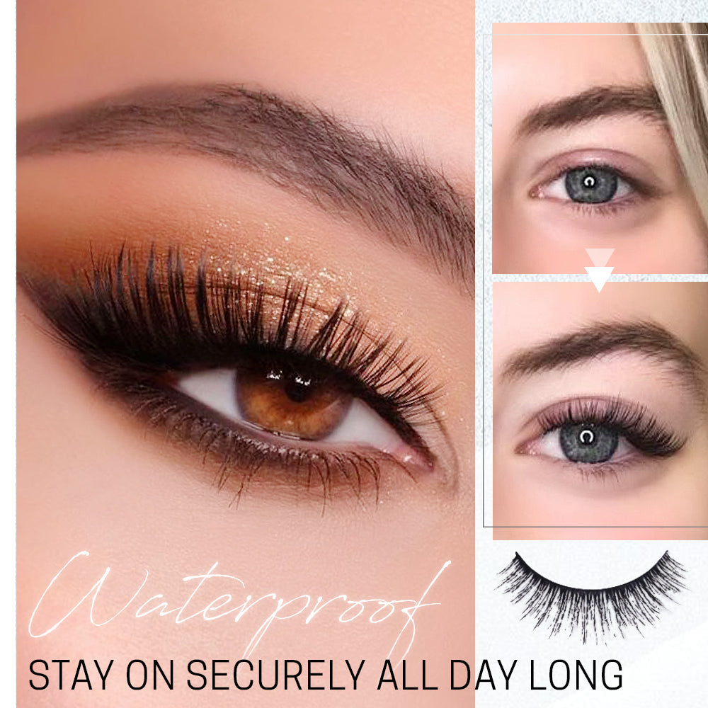 Kleberlose, selbstklebende Damenwimpern, schnell anzuwenden, wasserfest & wiederverwendbar für müheloses Wimpernstyling.