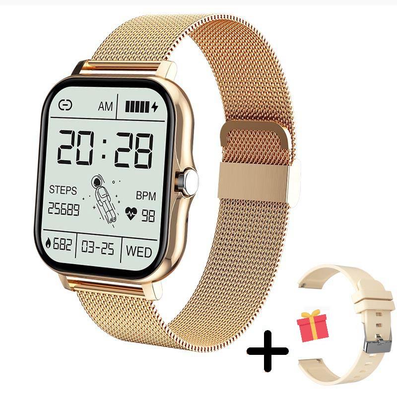 Elegante Damen Armbanduhr Smartwatch mit schlankem Design, passend als Schmuck & stylisches Wearable.