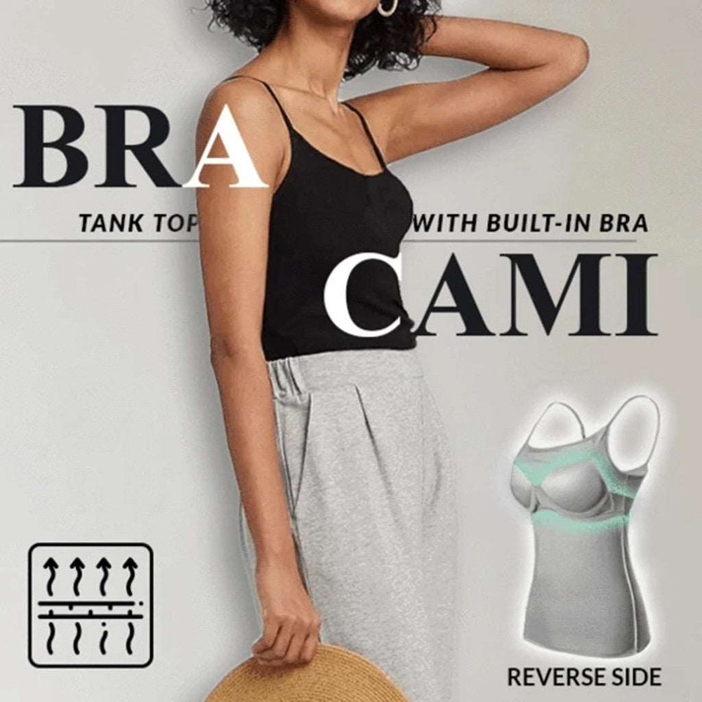 Bequemes Damen Camisole Tanktop Set (2 Stück) mit integriertem BH & verstellbaren Trägern, ideal für Sport & Alltag.
