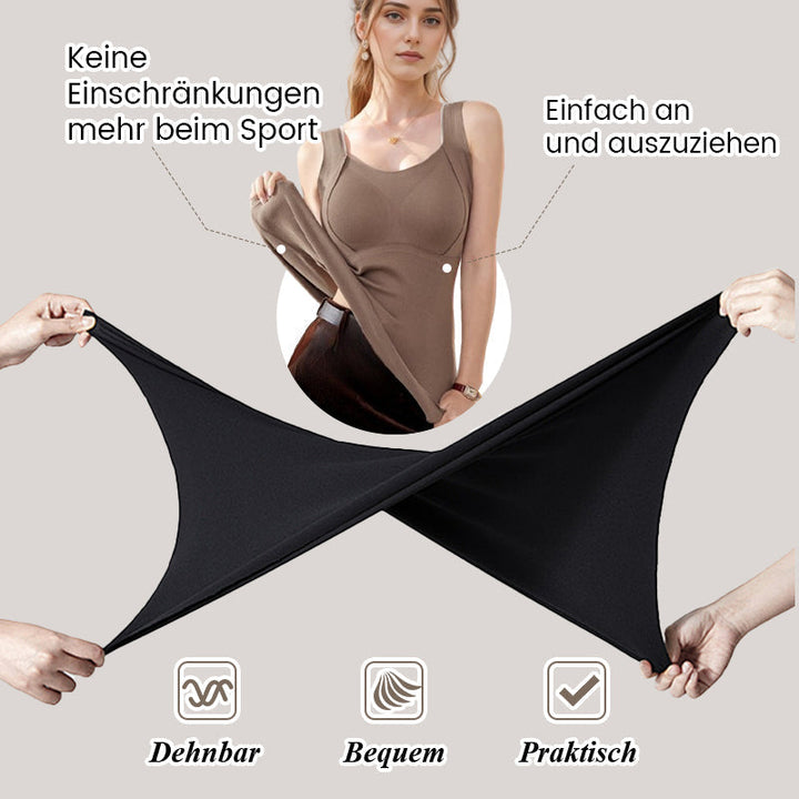 Warmes Damen Tanktop mit Stütz-BH, nahtlos und formend, die ideale Winter-Unterwäsche.