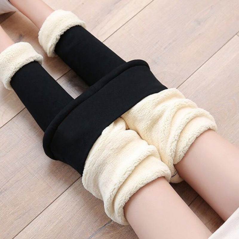 Warme Damen-Leggings mit Plüschfutter; hohe Taille für maximalen Komfort im Winter.