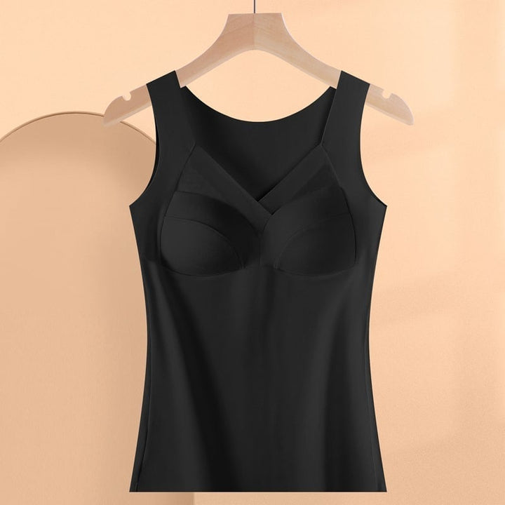 Vielseitiges Thermotop für Frauen, mit Brustpolstern. Hält warm und bietet Komfort & Halt.