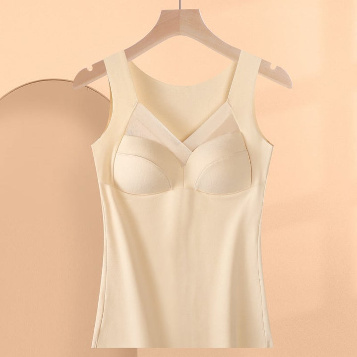Damen Thermotop, ideal für Schichtlooks, mit Brustpolstern für diskreten Halt & Wärme.