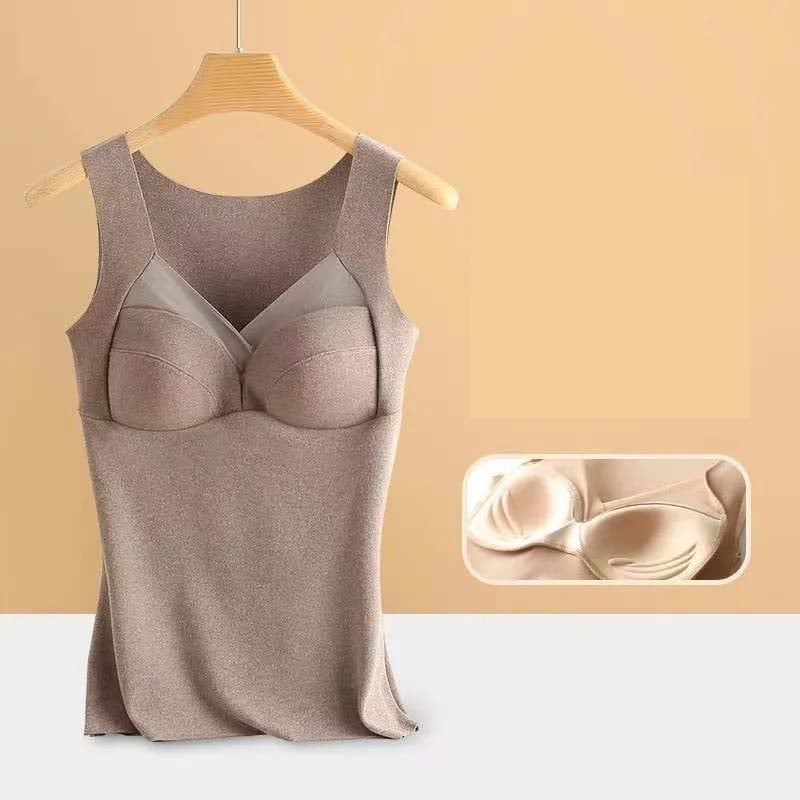 Stylisches Unterhemd mit Brustpolstern. Damen Thermotop für diskreten Halt & Wärme im Winter.