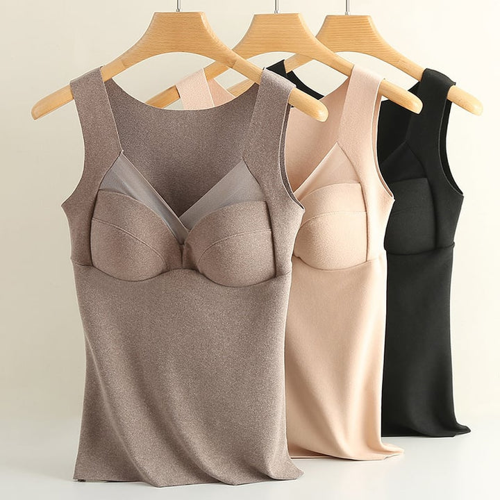 Stylisches Damen Thermotop mit diskretem Halt durch Brustpolster. Komfortable Winterkleidung.