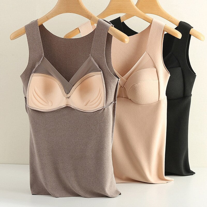 Nahtloses Thermotop für Damen, mit warmer Funktion und Brustpolstern. Ideal für kalte Tage.